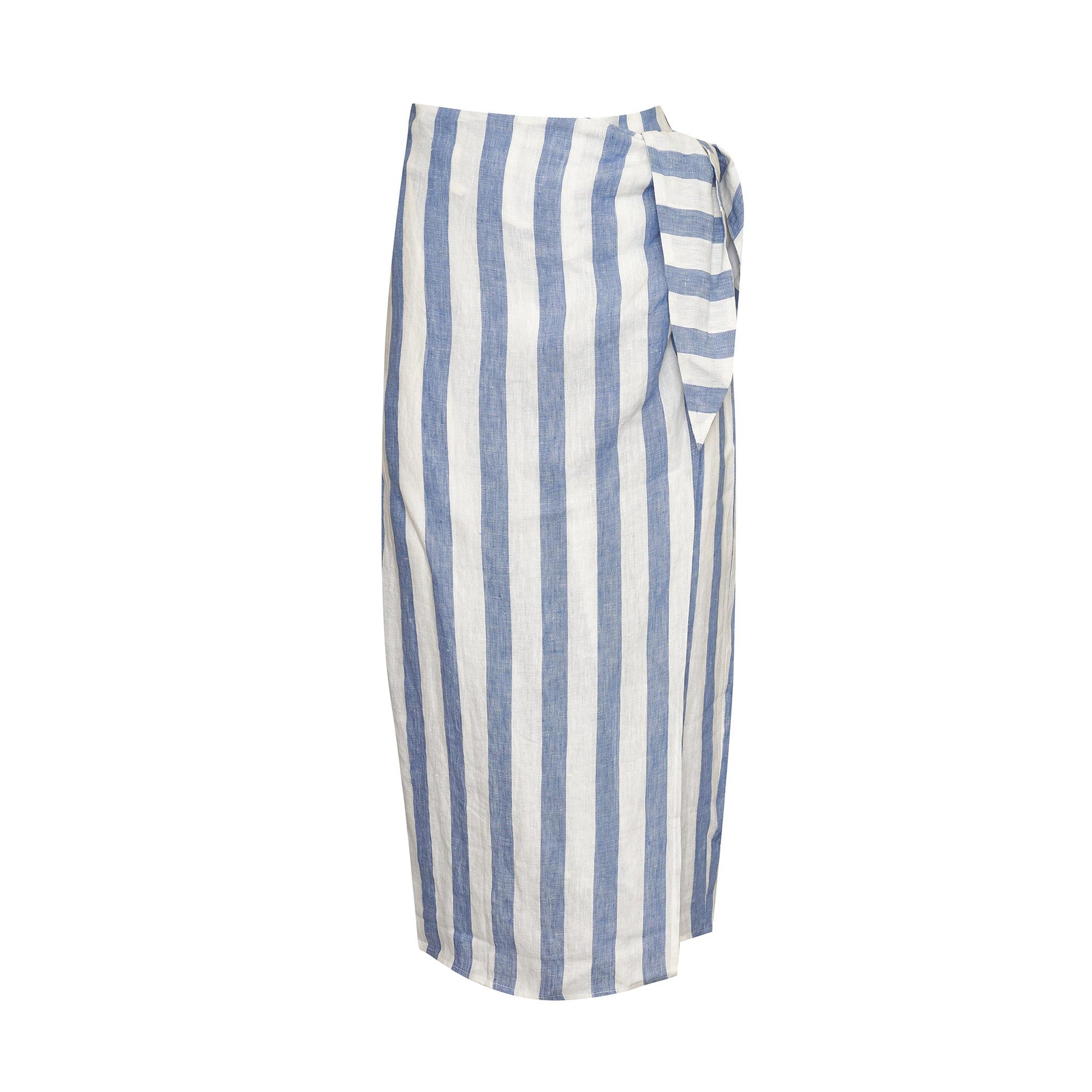 blue and white stripe, midi skirt, side tie, skirt, product image