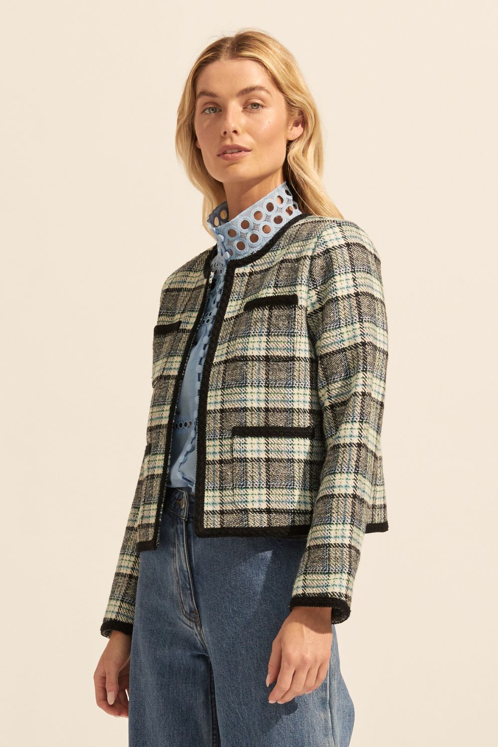 patron jacket - green check