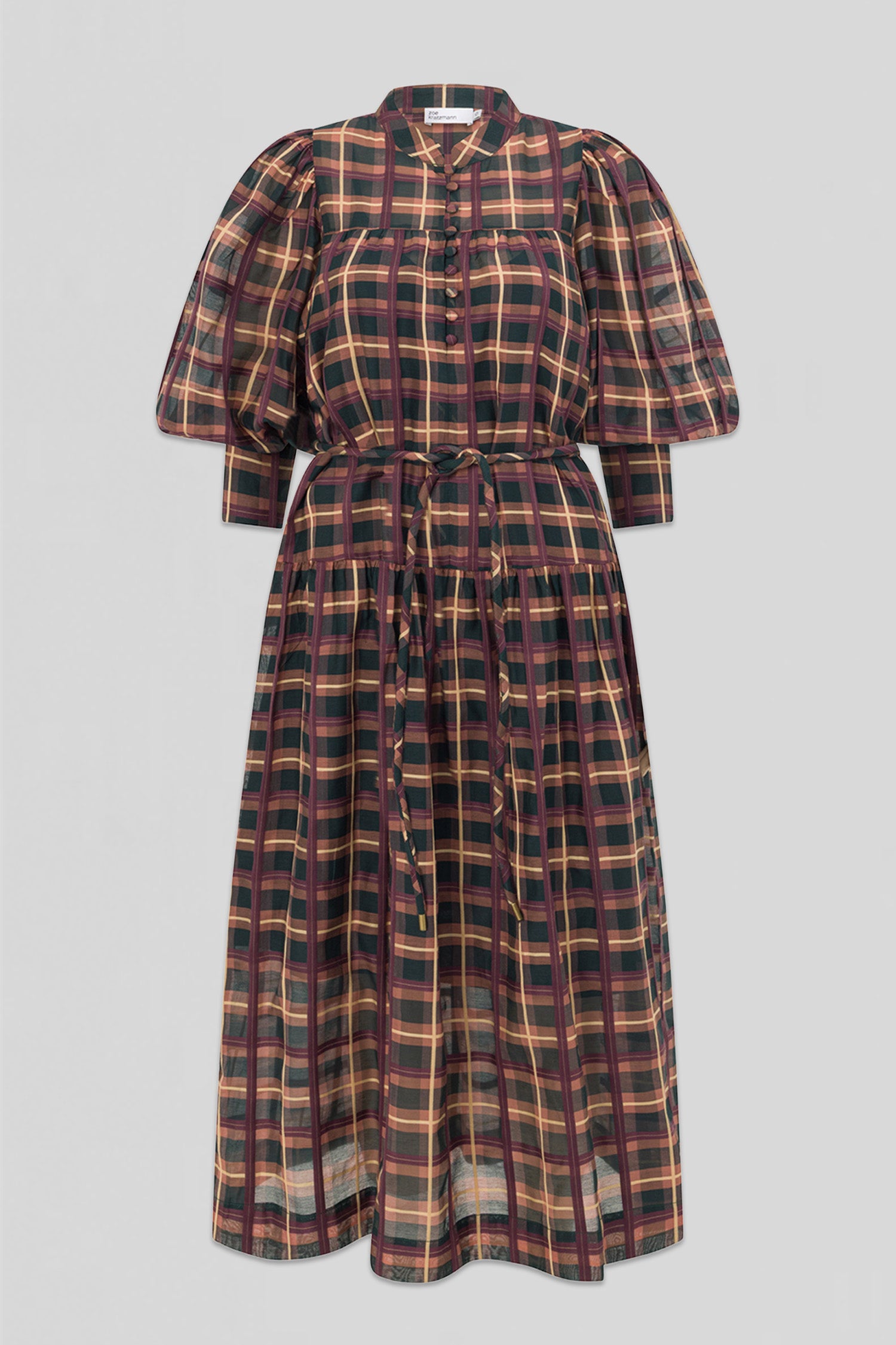 vesper dress - berry check|  zoe kratzmann| considered design