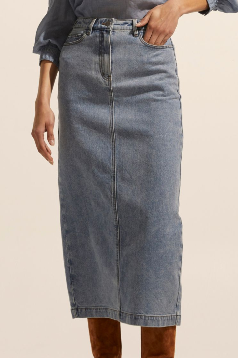 accord skirt - washed denim