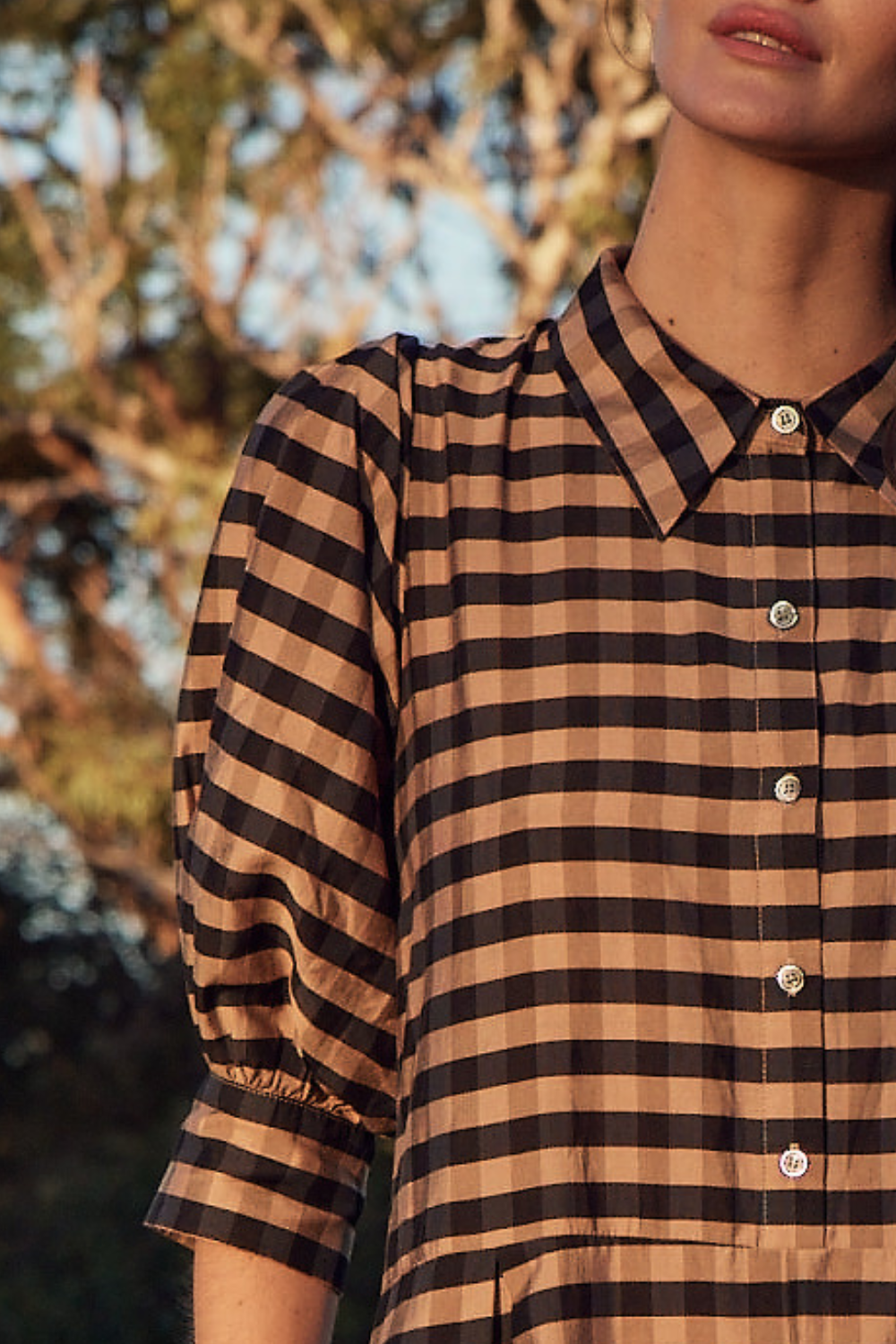 befit dress - toffee black check