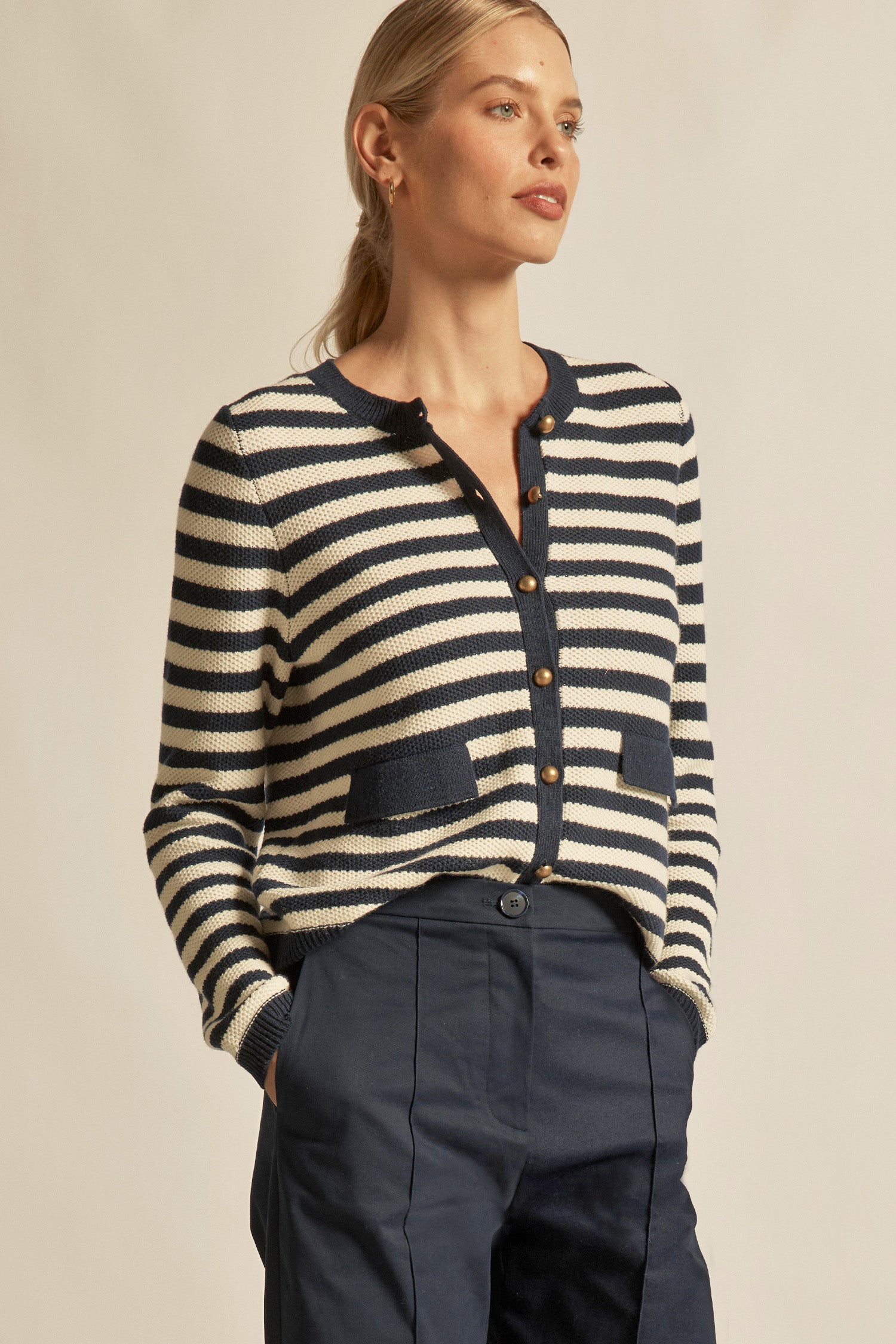 camber knit - Midnight cream stripe|  zoe kratzmann| considered design