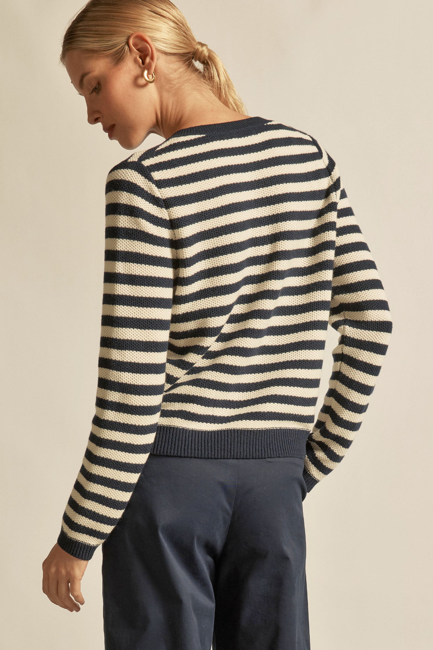 camber knit - Midnight cream stripe|  zoe kratzmann| considered design