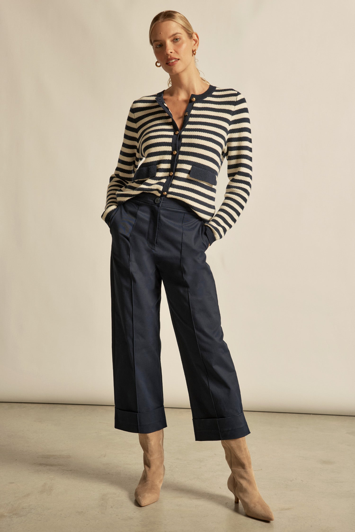 camber knit - Midnight cream stripe|  zoe kratzmann| considered design