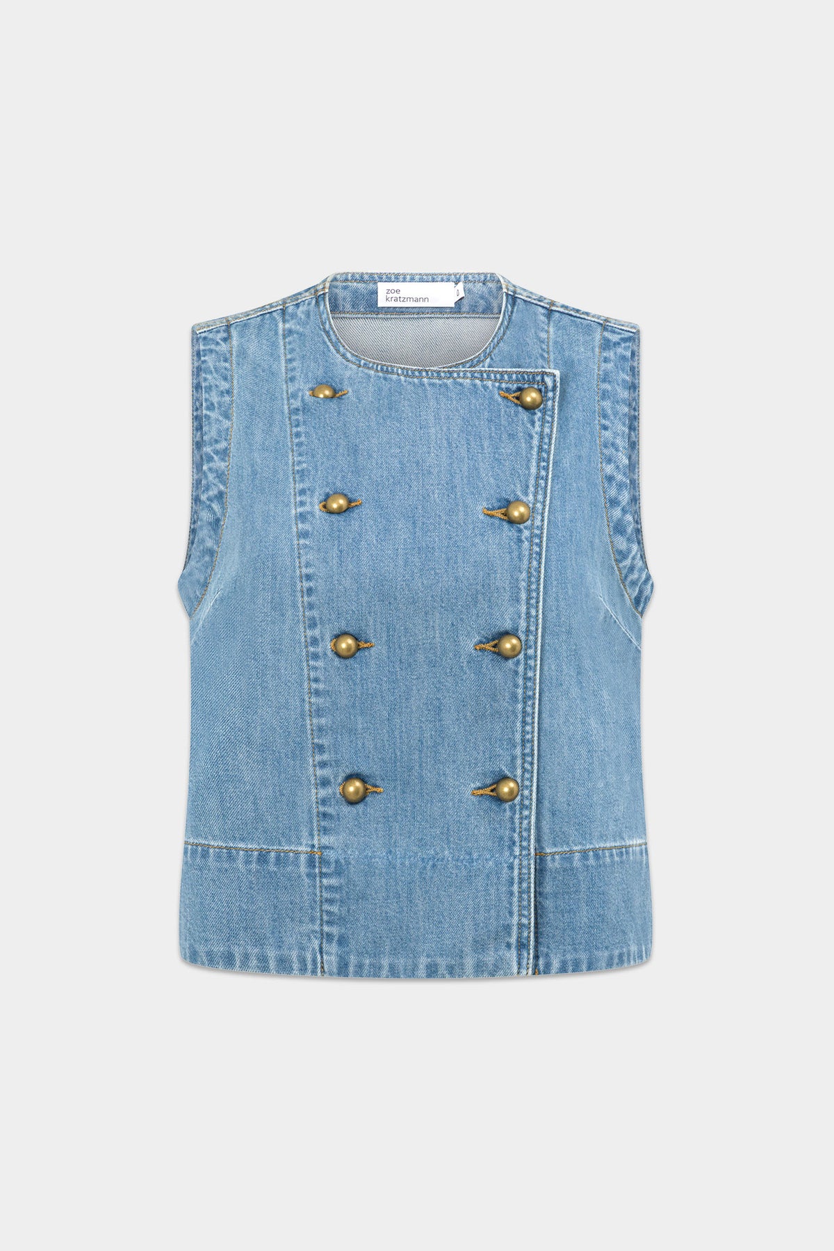 charge vest - mid wash denim