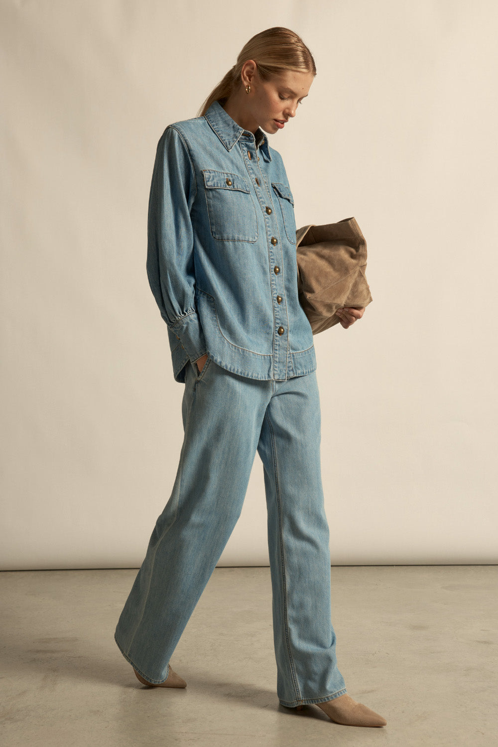 crest top - light washed denim