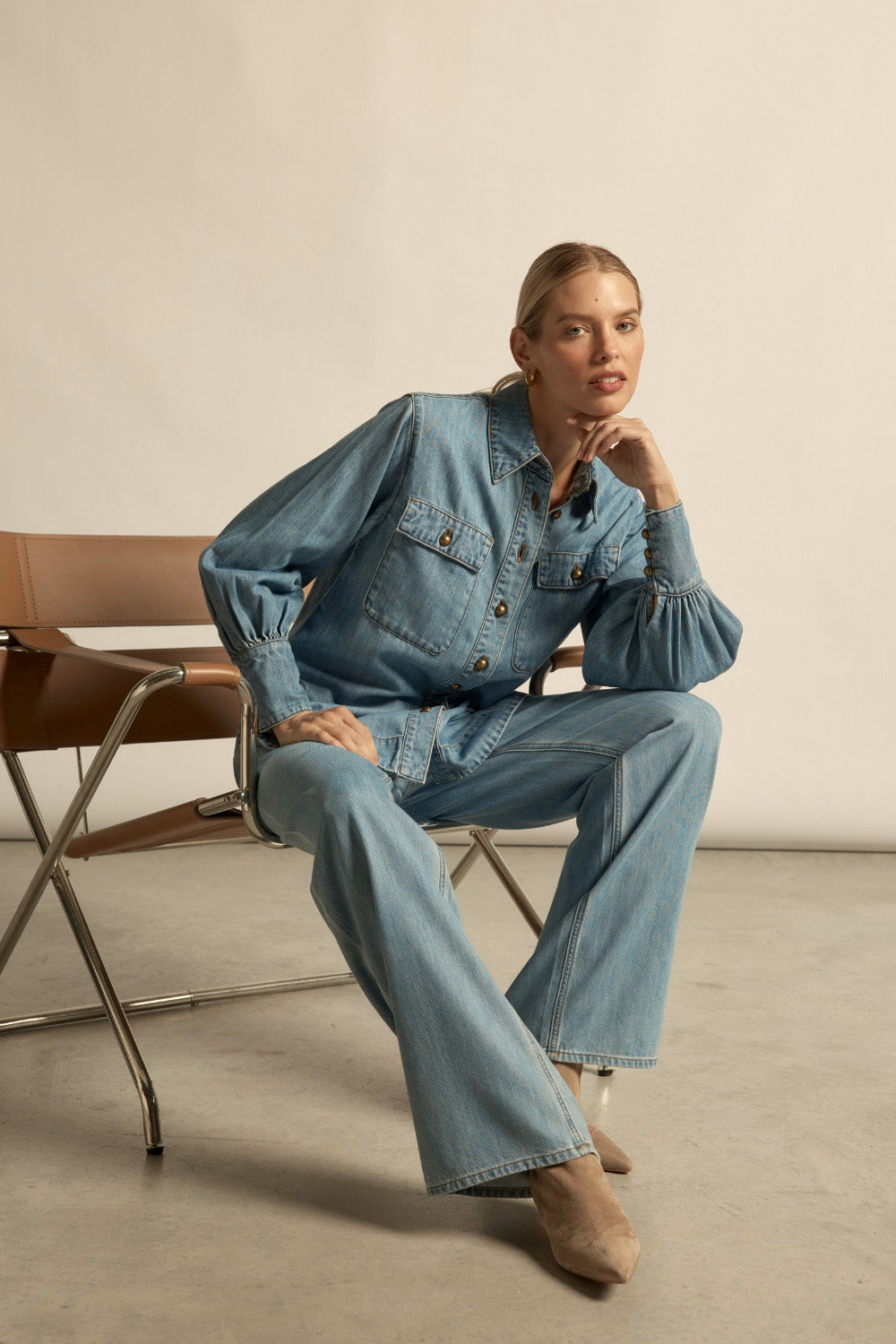 crest top - light washed denim