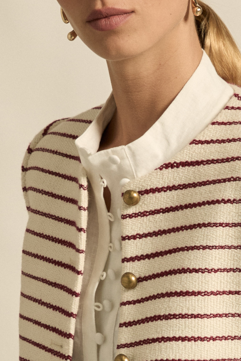 dash jacket - crimson stripe boucle