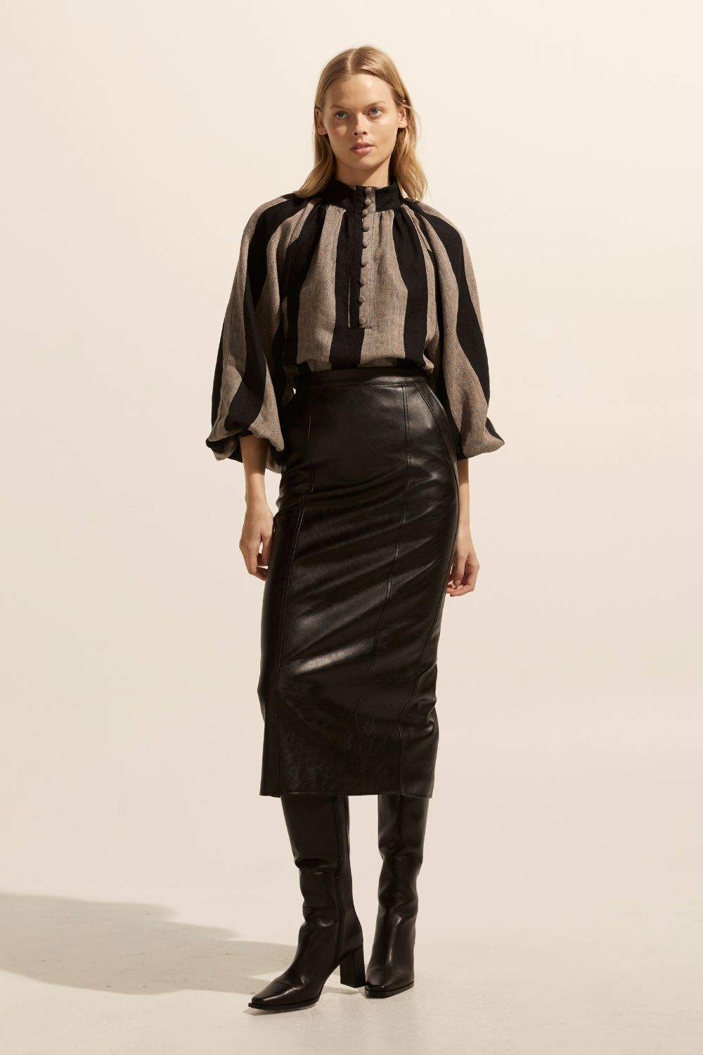 Deposit top - Black/stone stripe
