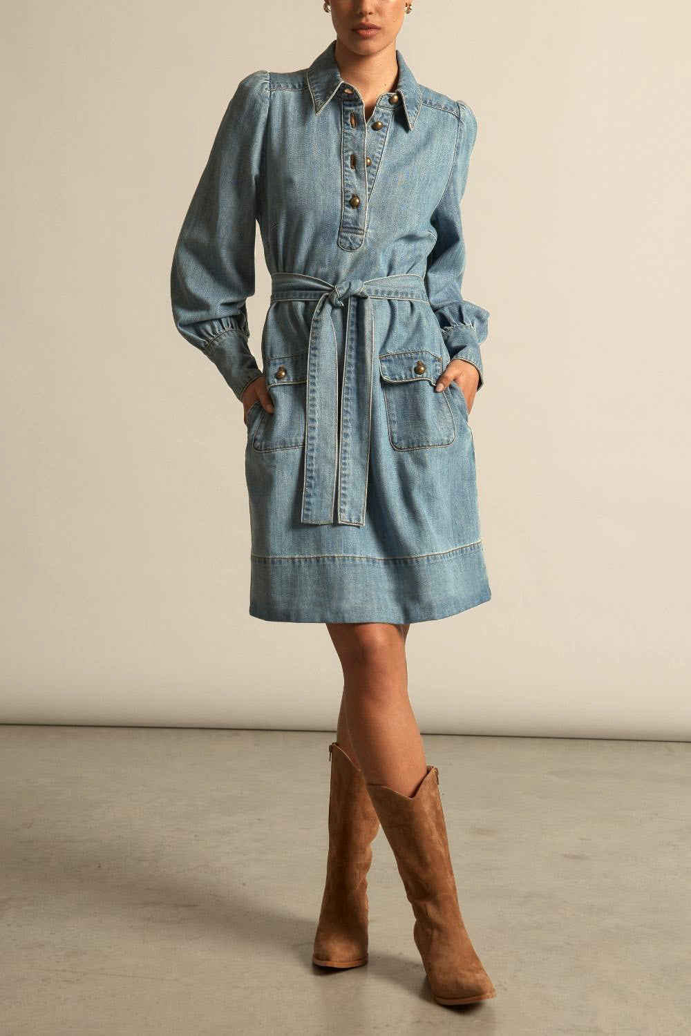 Opal dress - light washed denim