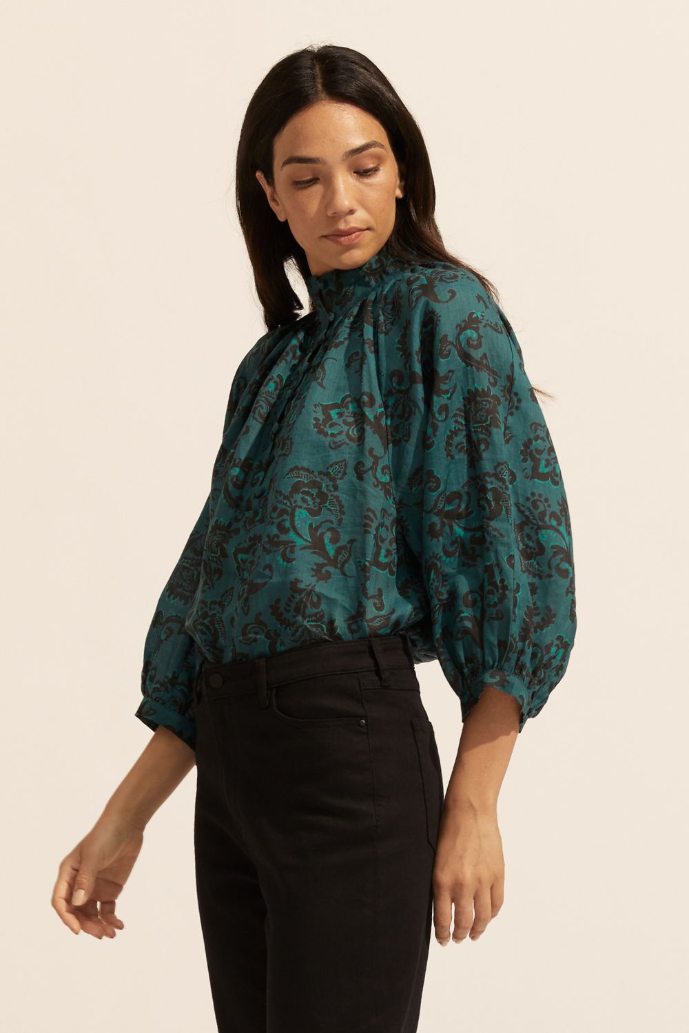 fuse top - green floral