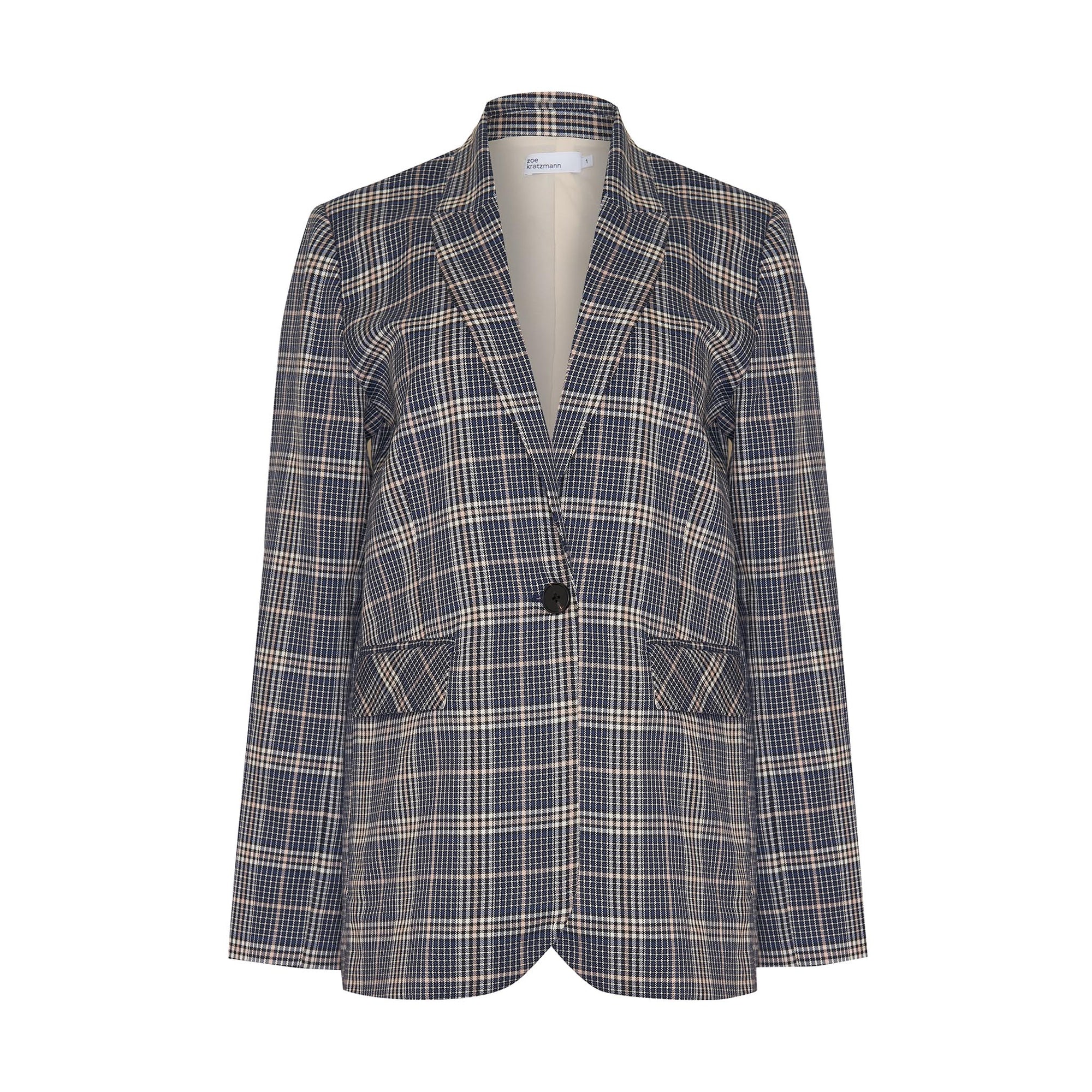 index jacket - sapphire/blush check