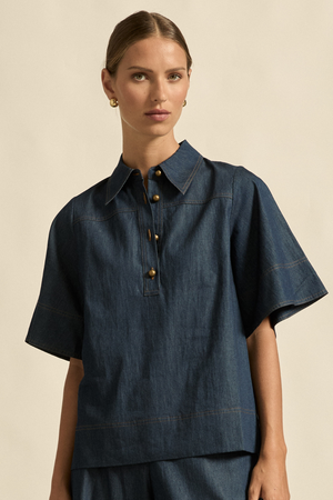 insinuate top - dark chambray