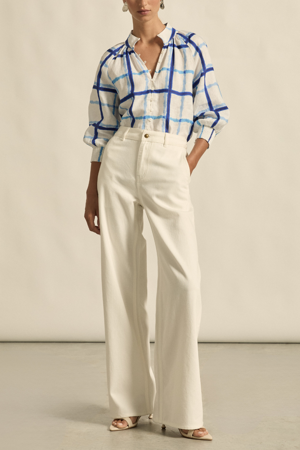inspire top - azure check|  zoe kratzmann| considered design