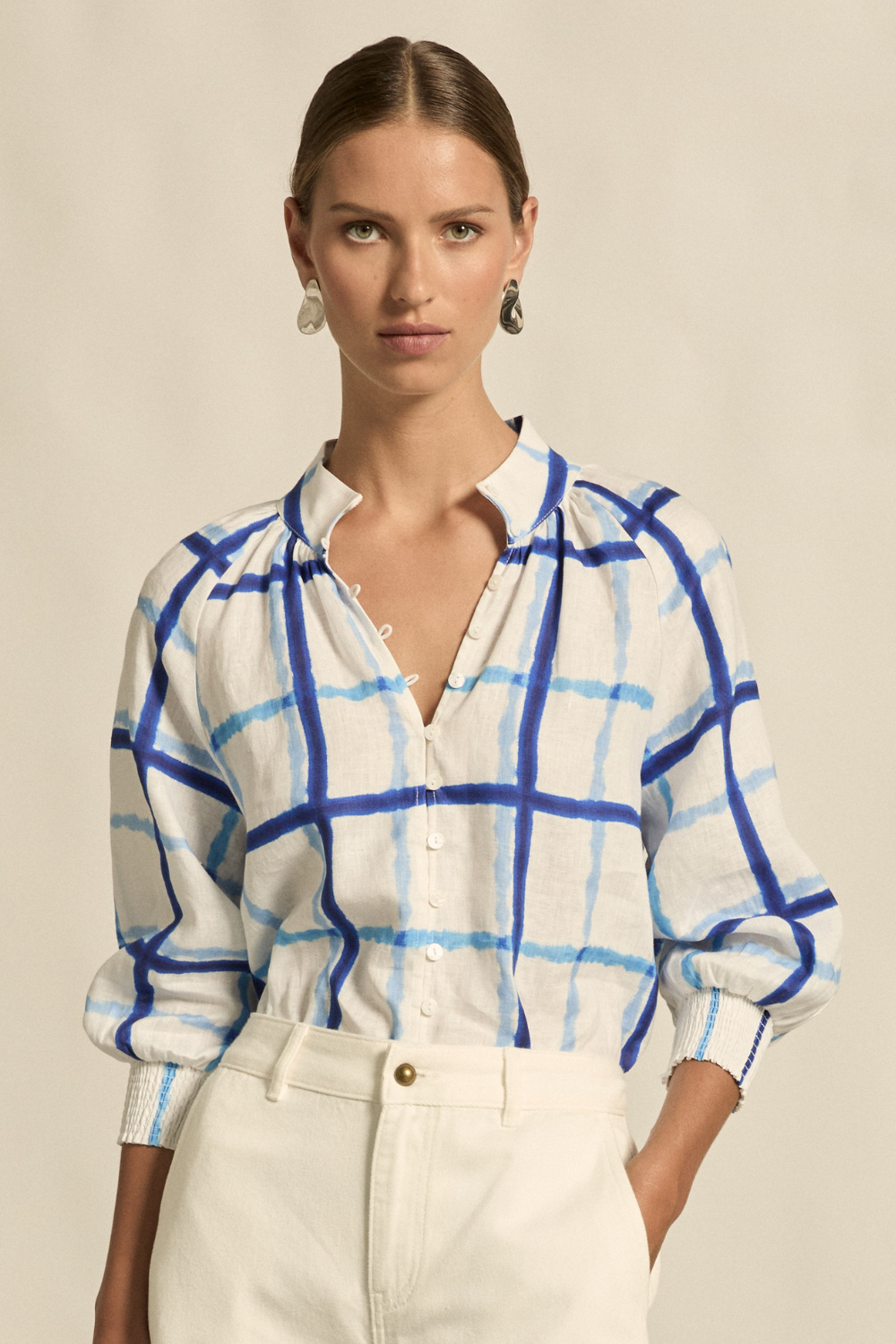 inspire top - azure check|  zoe kratzmann| considered design