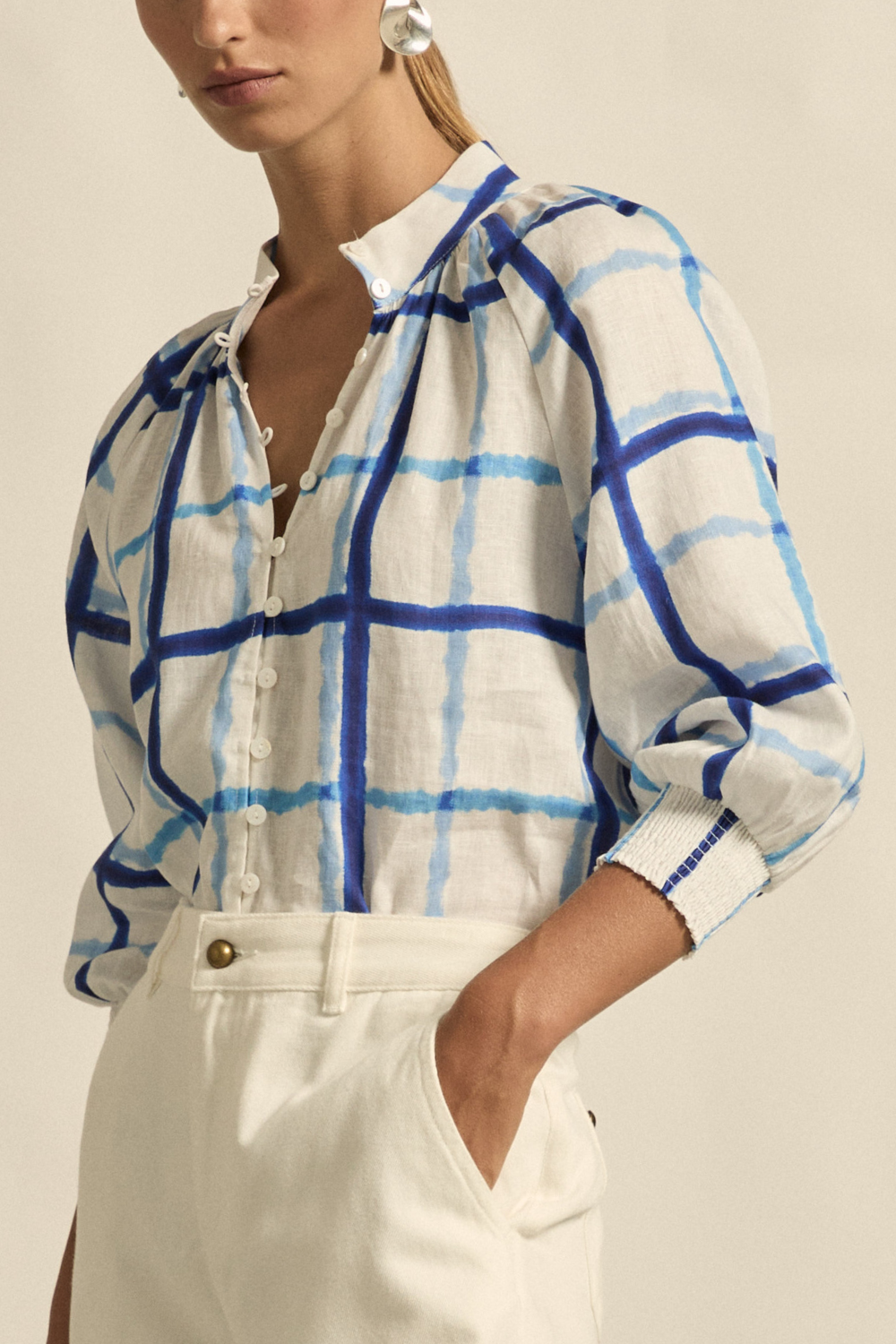 inspire top - azure check|  zoe kratzmann| considered design