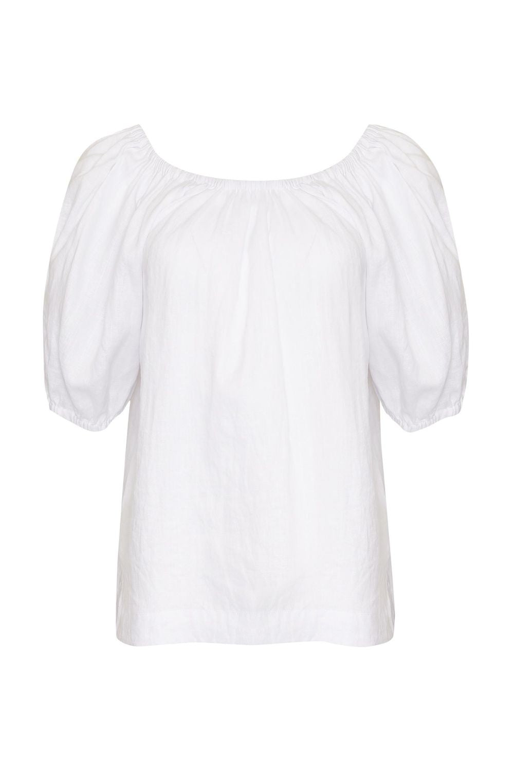 white, top, off-the-shoulder, mid-length sleeve, small side splits, elasticated sleeve cuff, tie at back, product image