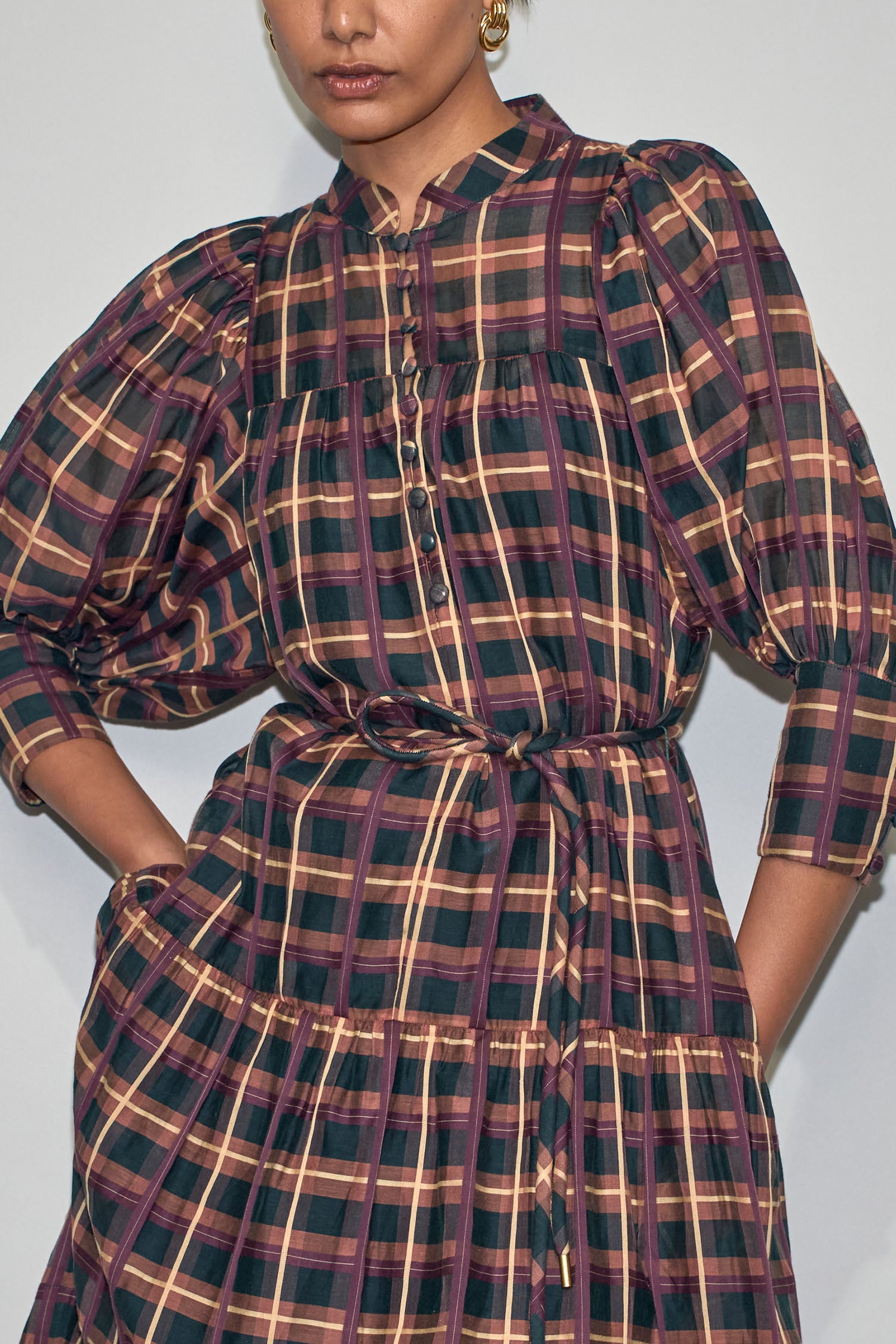 Paloma Dress - berry check|  zoe kratzmann| considered design