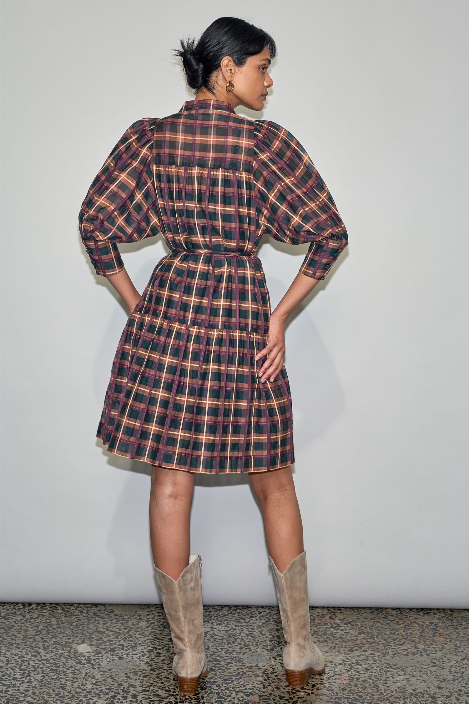 Paloma Dress - berry check|  zoe kratzmann| considered design