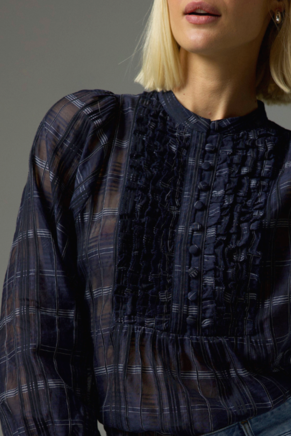 passage top - ink black check