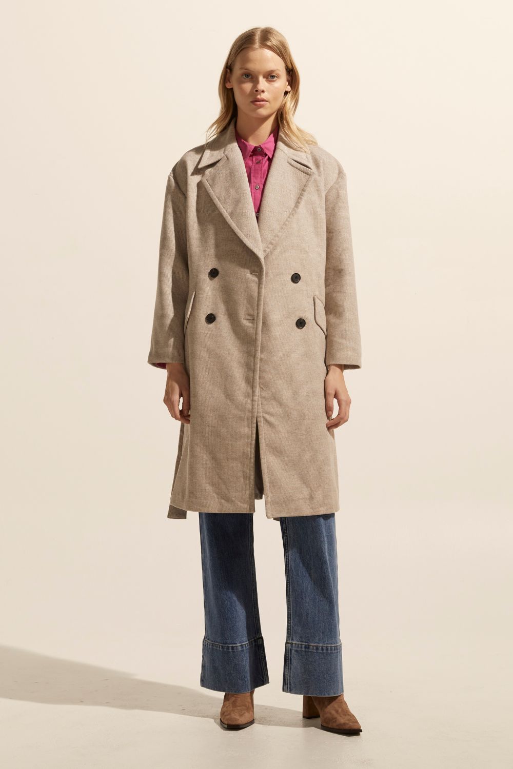 Pillar coat - Stone mini check