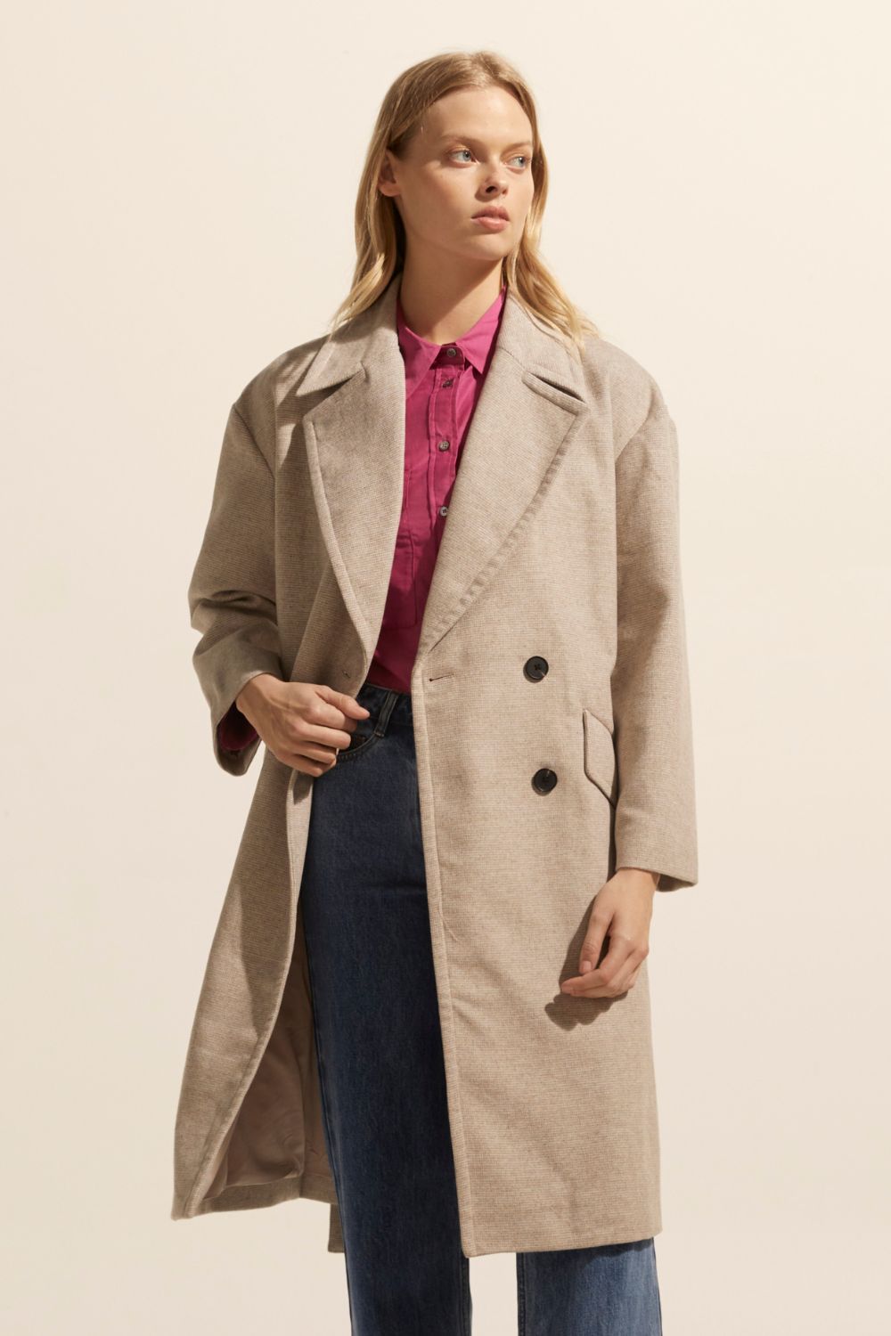 Pillar coat - Stone mini check