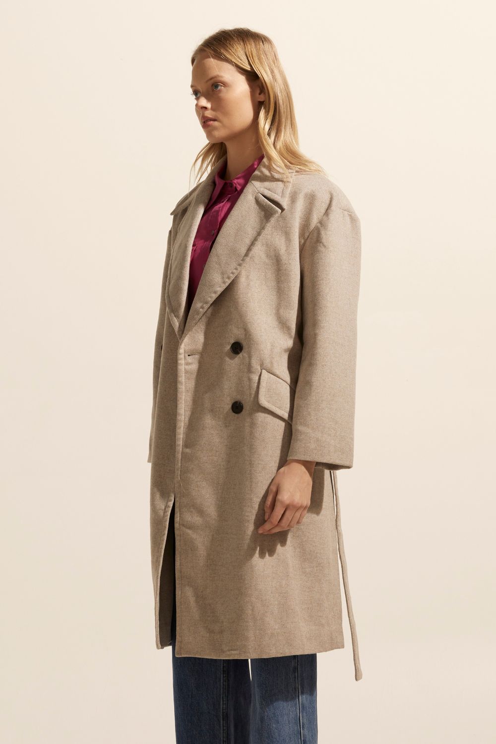 Pillar coat - Stone mini check