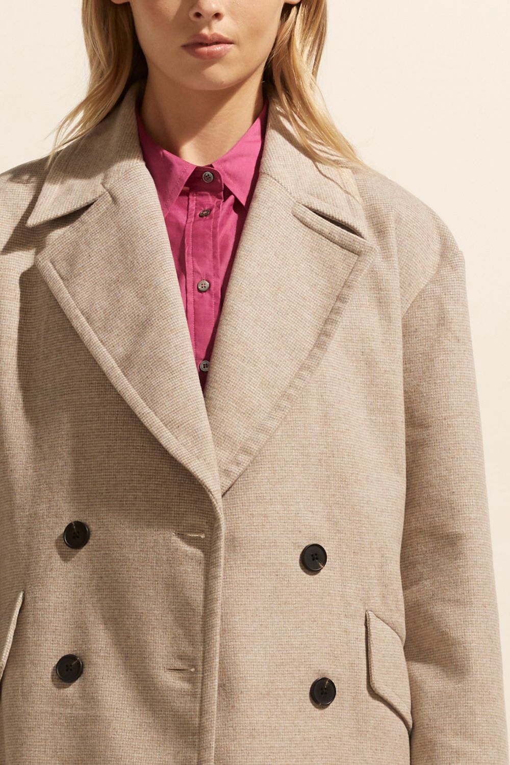 Pillar coat - Stone mini check