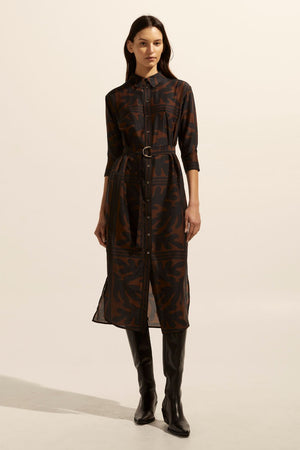 Pinpoint dress - Choc frond