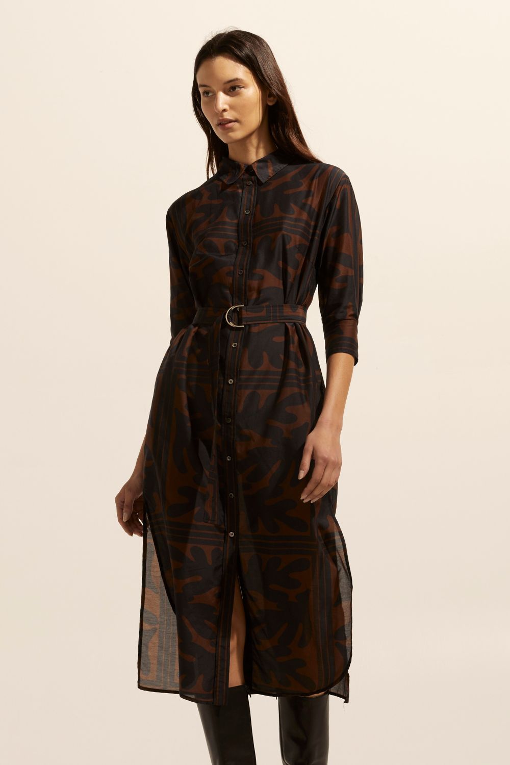 Pinpoint dress - Choc frond