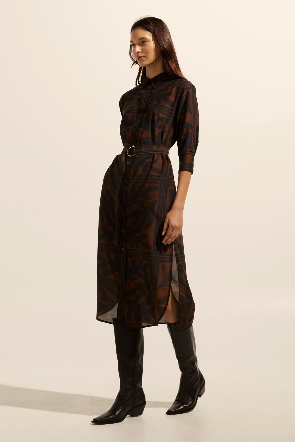 Pinpoint dress - Choc frond