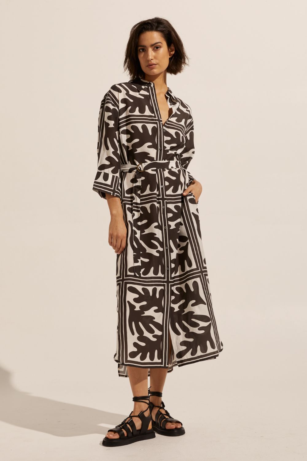 pinpoint dress - frond choc
