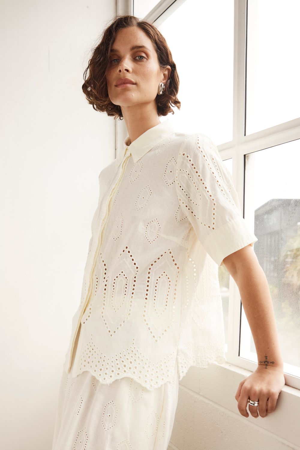 Pixel Top in Cream Broderie Pixel Top in Cream Broderie