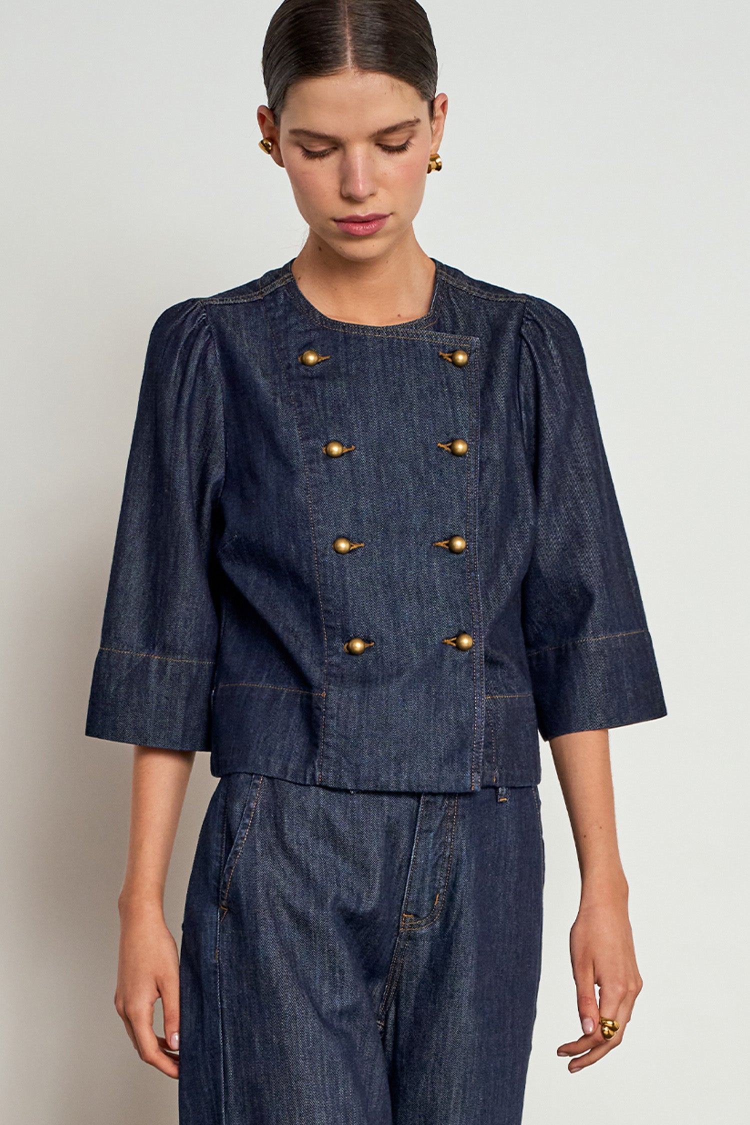 plunge jacket - dark denim