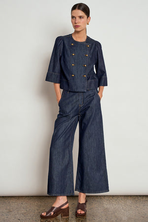 plunge jacket - dark denim