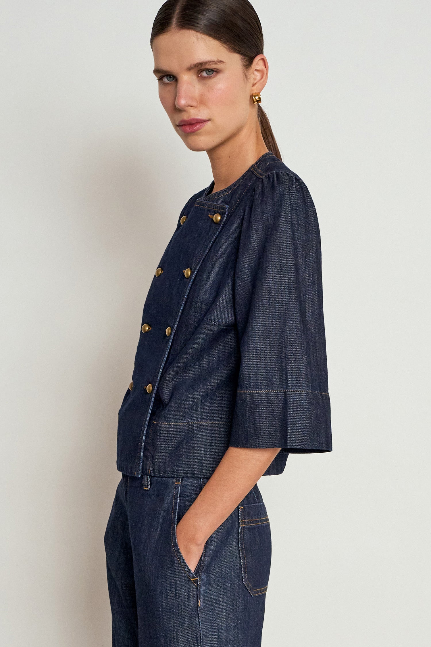 plunge jacket - dark denim