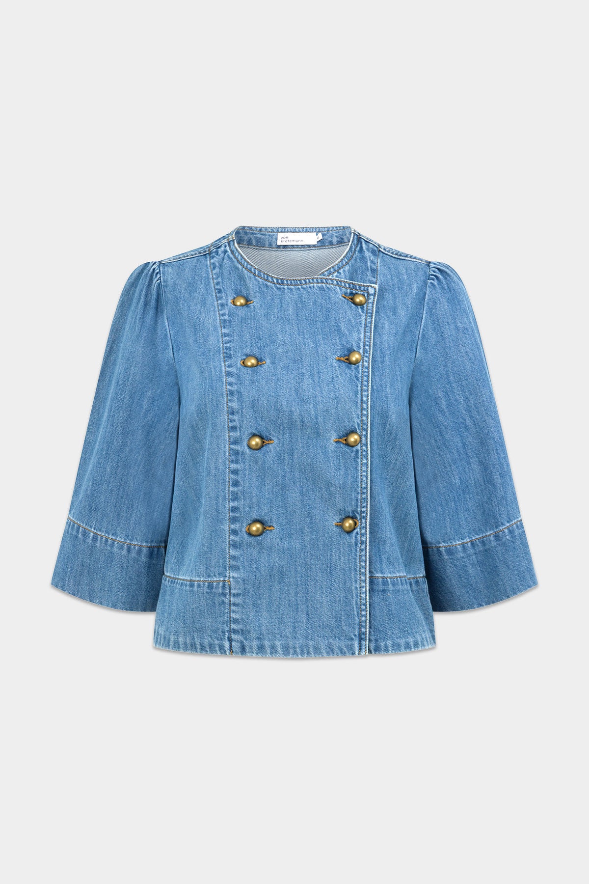 plunge jacket - mid wash denim