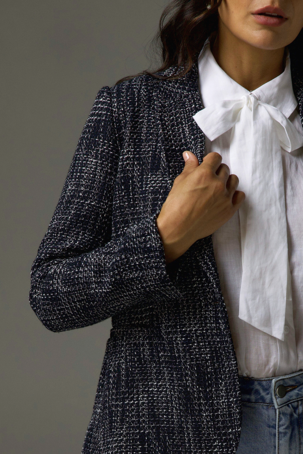 poise jacket - black/white boucle