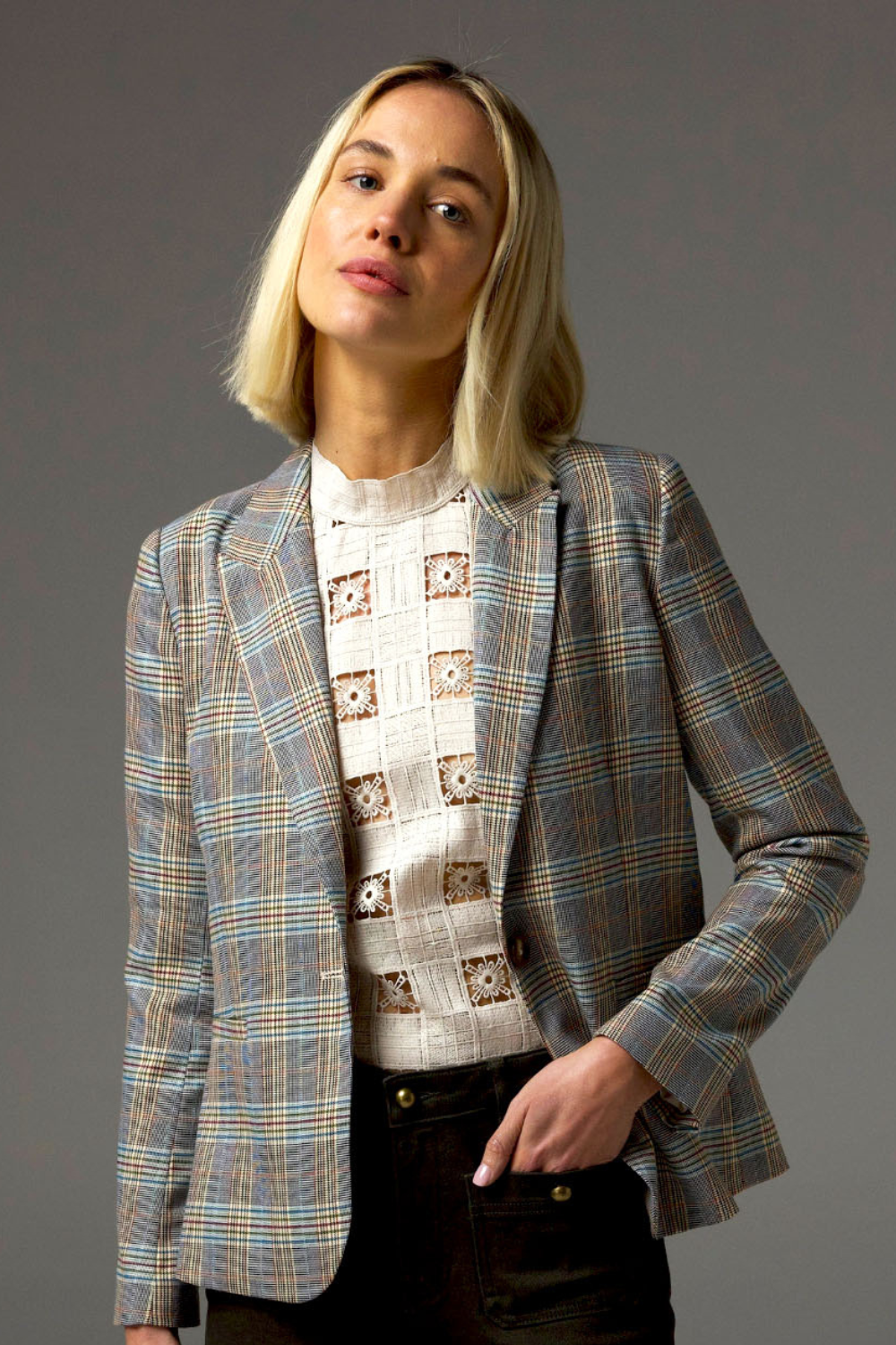 poise jacket - multi check