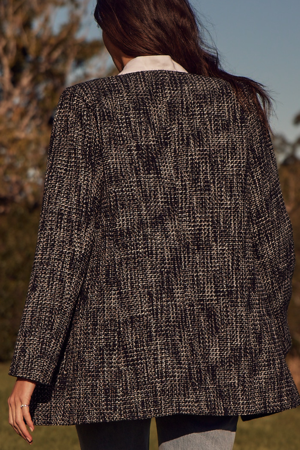 portal coat - black/white boucle
