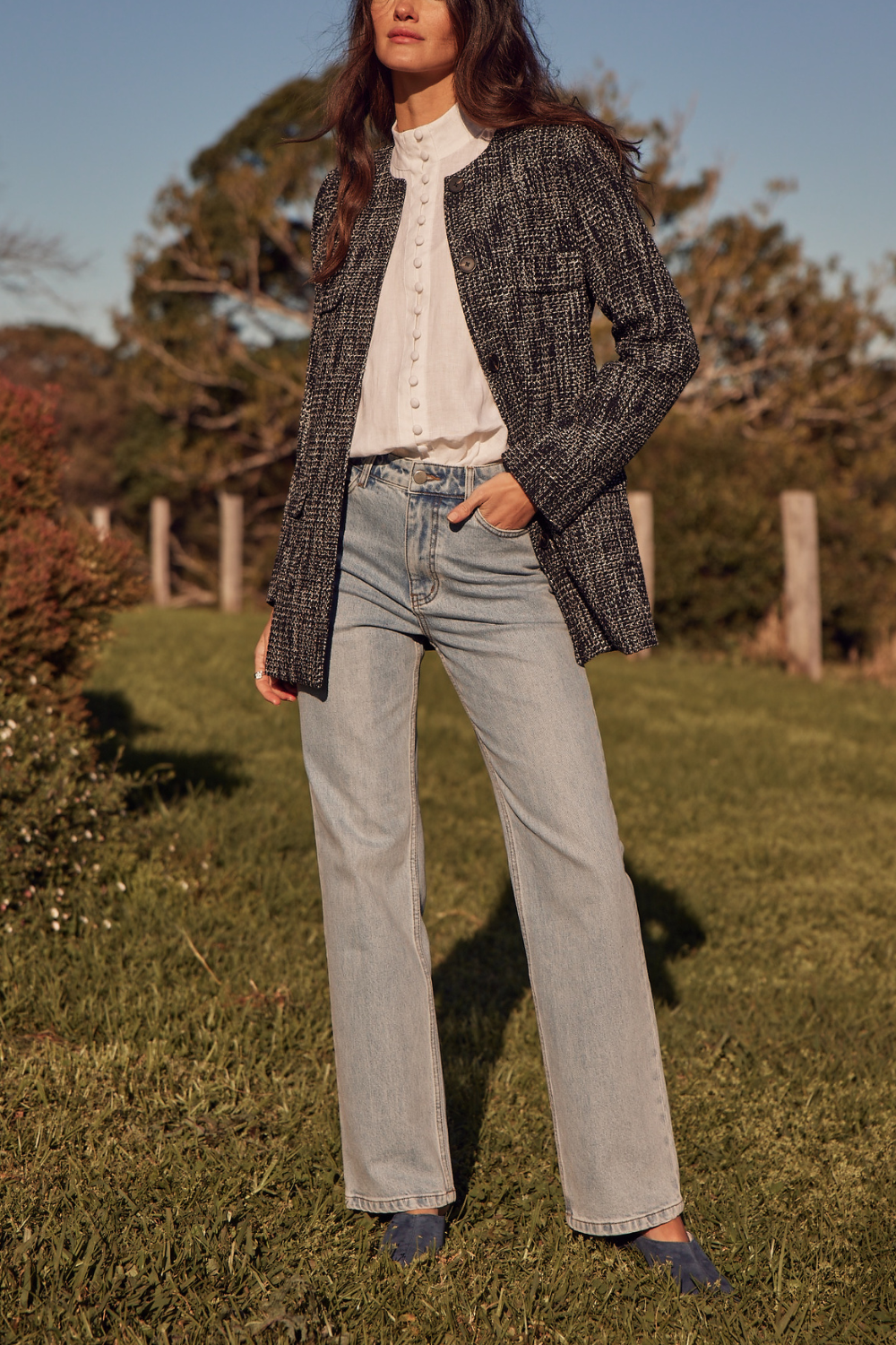 portal coat - black/white boucle