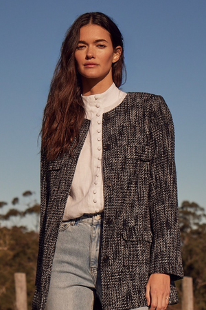 portal coat - black/white boucle