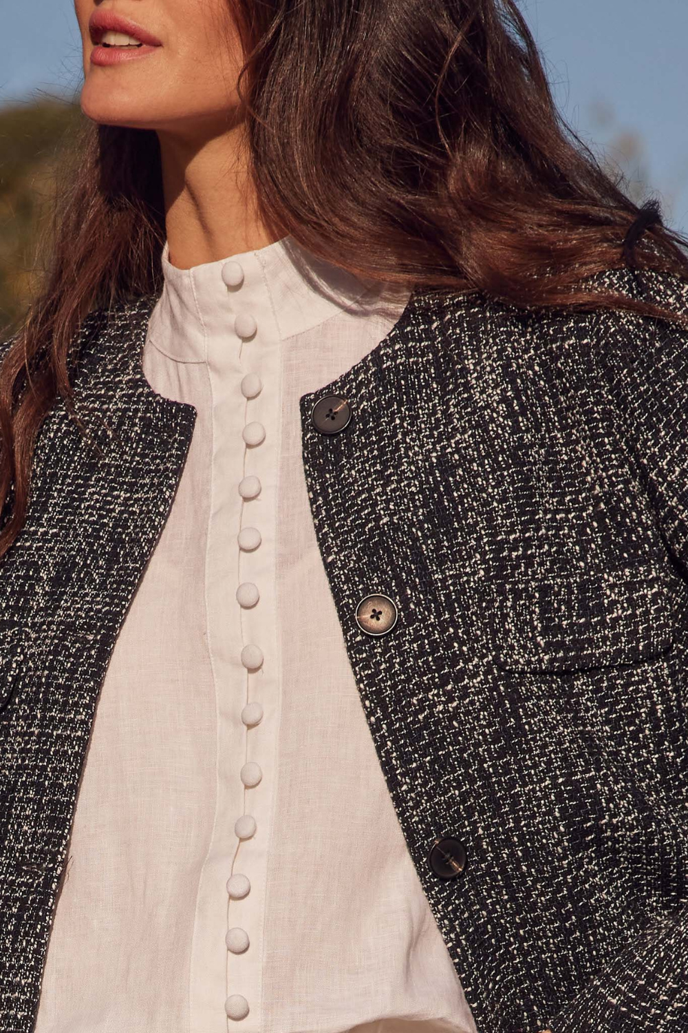 portal coat - black/white boucle