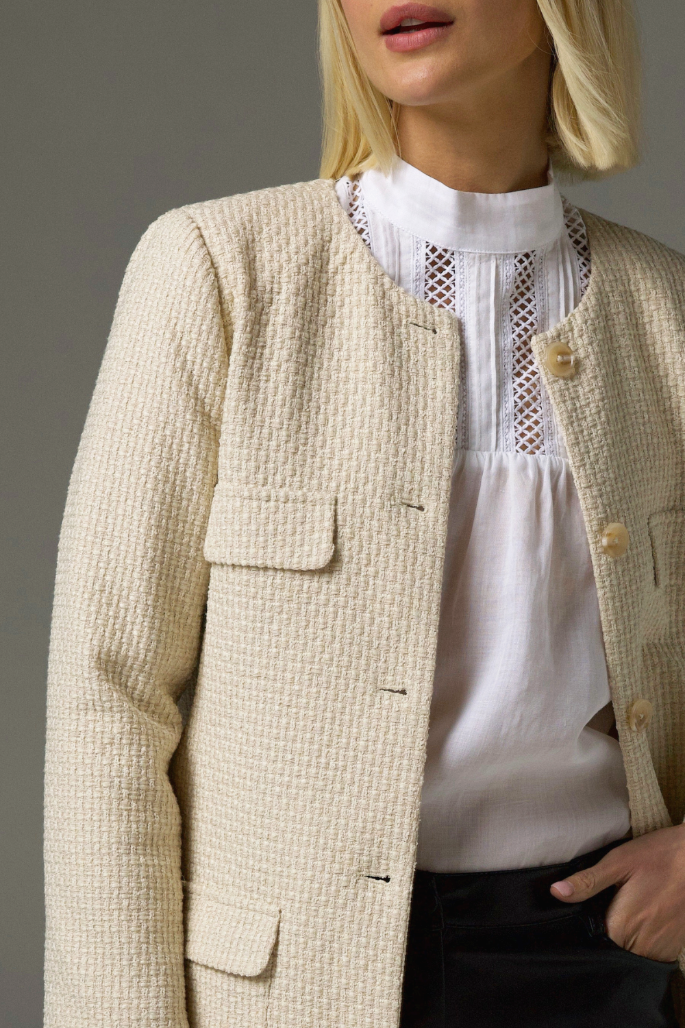 portal coat - ecru boucle