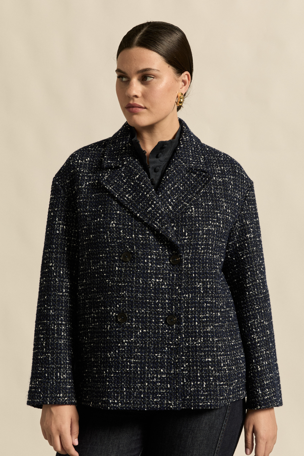 spire coat - midnight boucle
