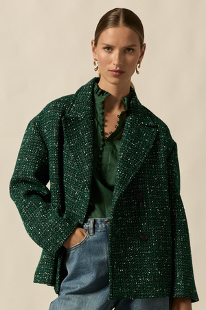 spire coat - emerald boucle