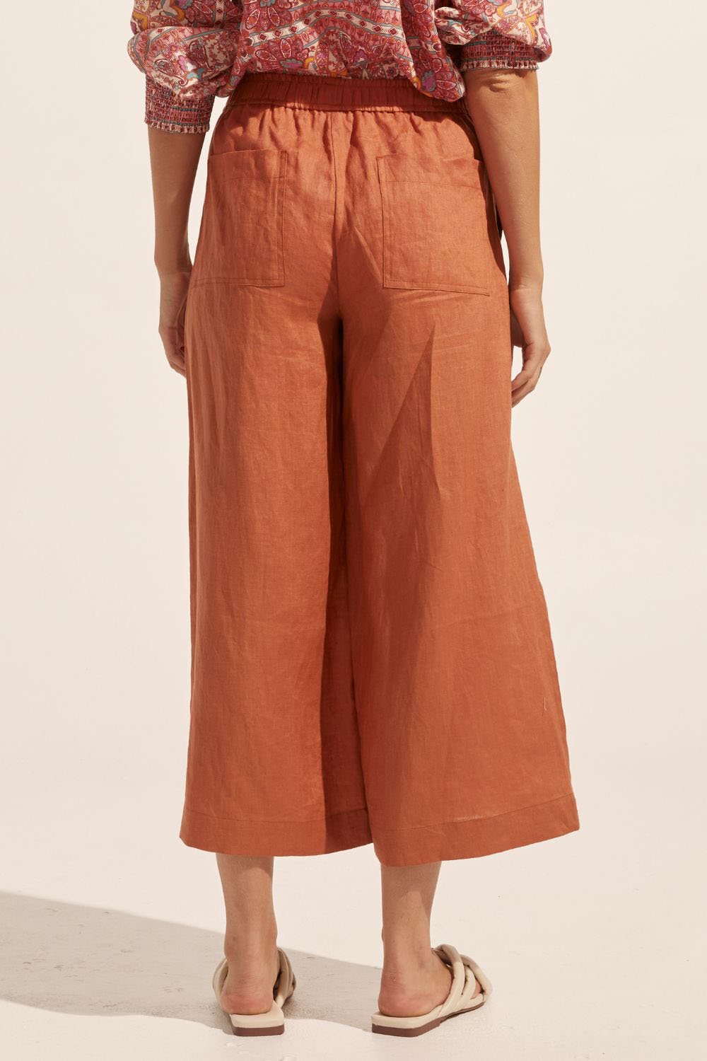 ginger, pants, elasticated waist, side pockets, wide leg, back image