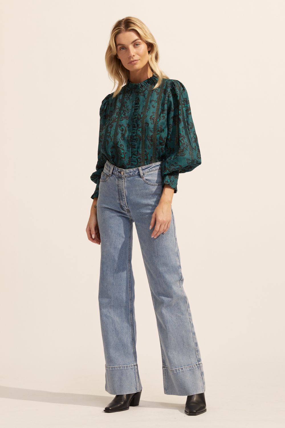 swoon top - green floral