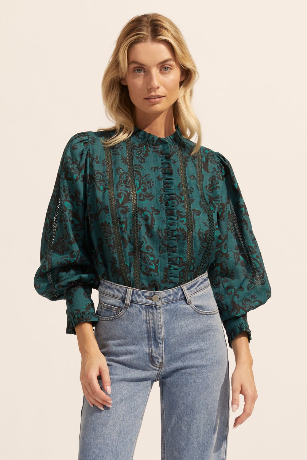 swoon top - green floral