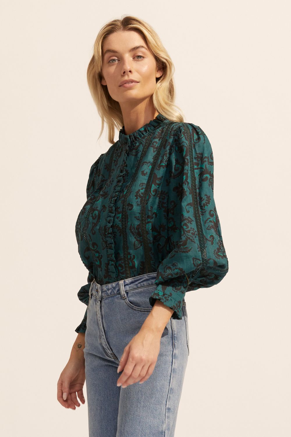 swoon top - green floral